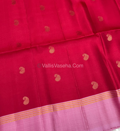 Pure Soft Silk Saree - Reddish Pink With Pink - VVPSS073