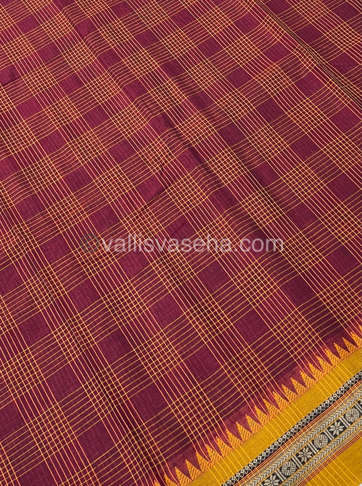 Narayanapet Mercerised Cotton Saree - All Over Checks Pattern-VVNMC001