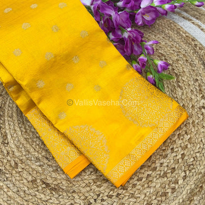 Semi Tussar Silk Saree - Yellow shade - VVSTS035