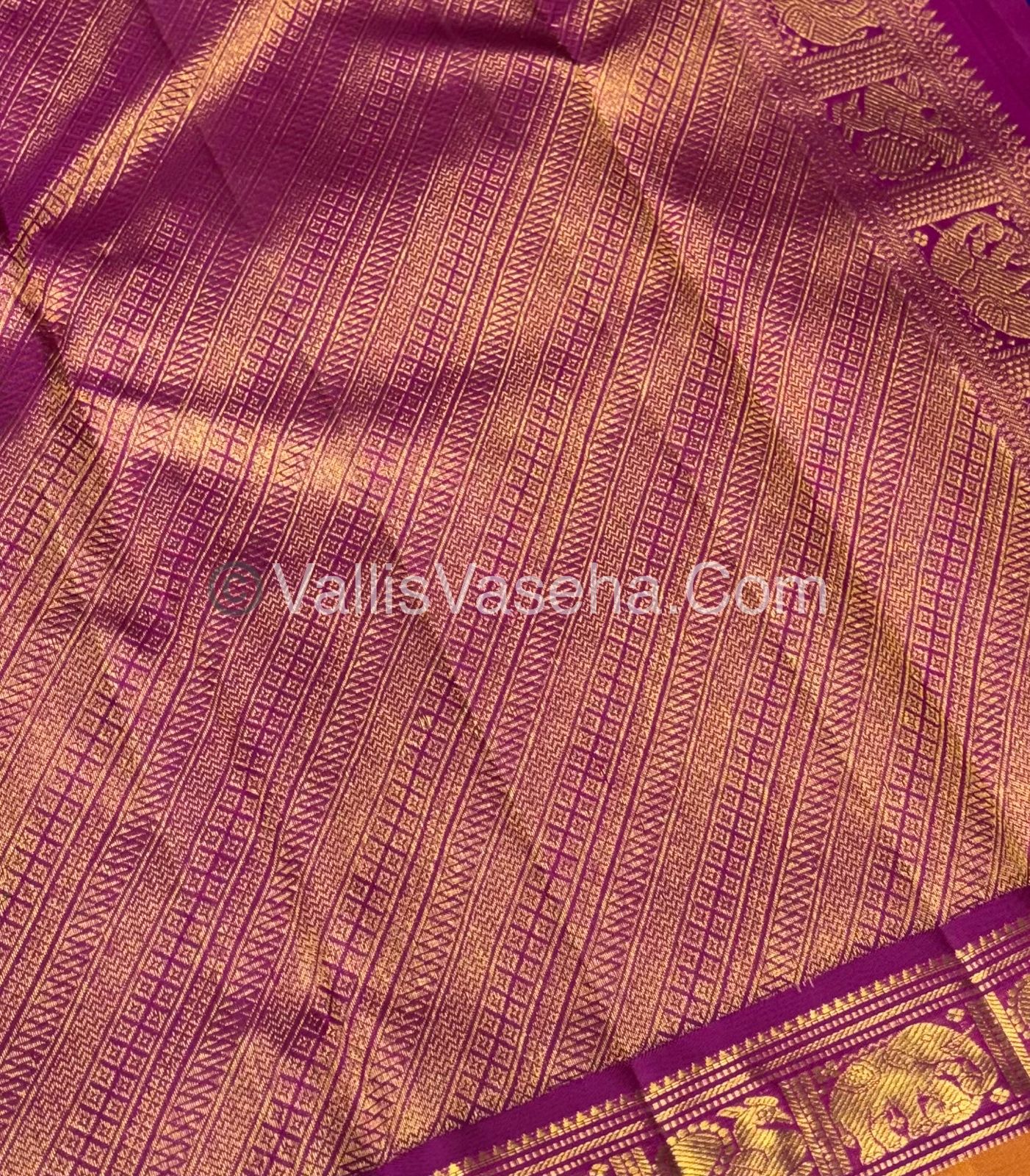 Pure Kanchipuram Silk Saree - Purple with Pink Shade  - VVPS031