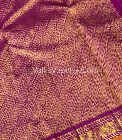 Pure Kanchipuram Silk Saree - Purple with Pink Shade  - VVPS031