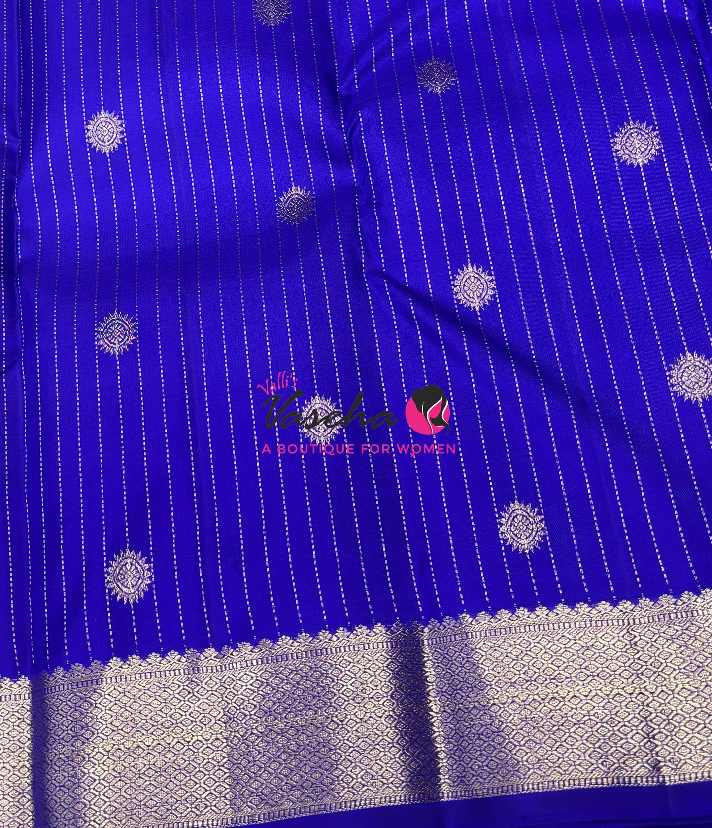 Pure Kanchipuram Silk Saree - Vairavoosi Design  - Royal Blue Shade  - VVPS087