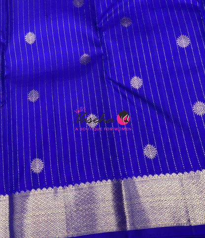 Pure Kanchipuram Silk Saree - Vairavoosi Design  - Royal Blue Shade  - VVPS087