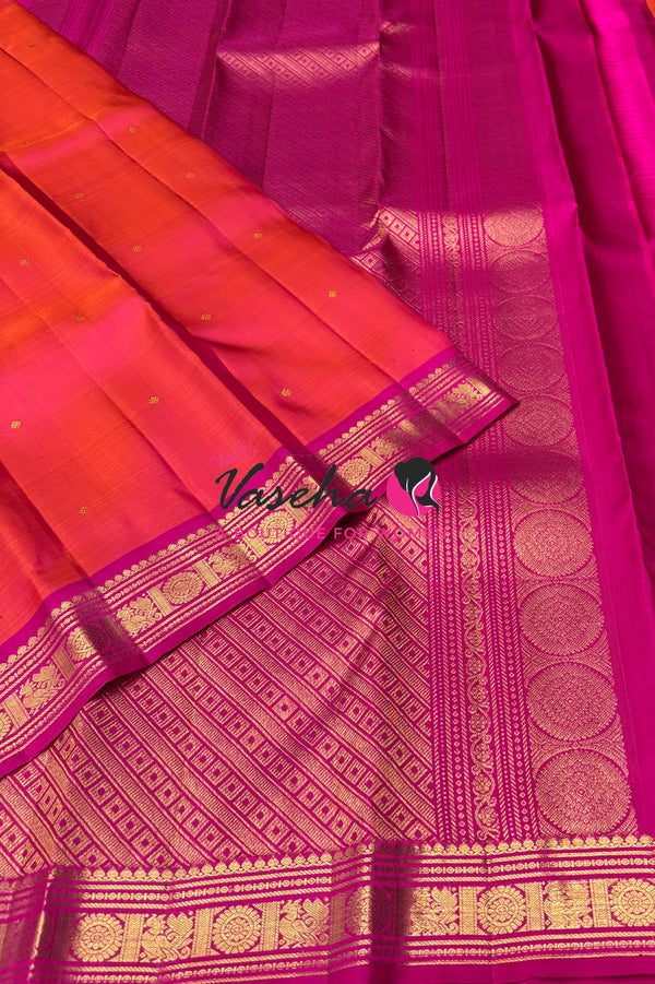 Pure Kanchipuram Silk Saree - Pink with Pink - VVPS031