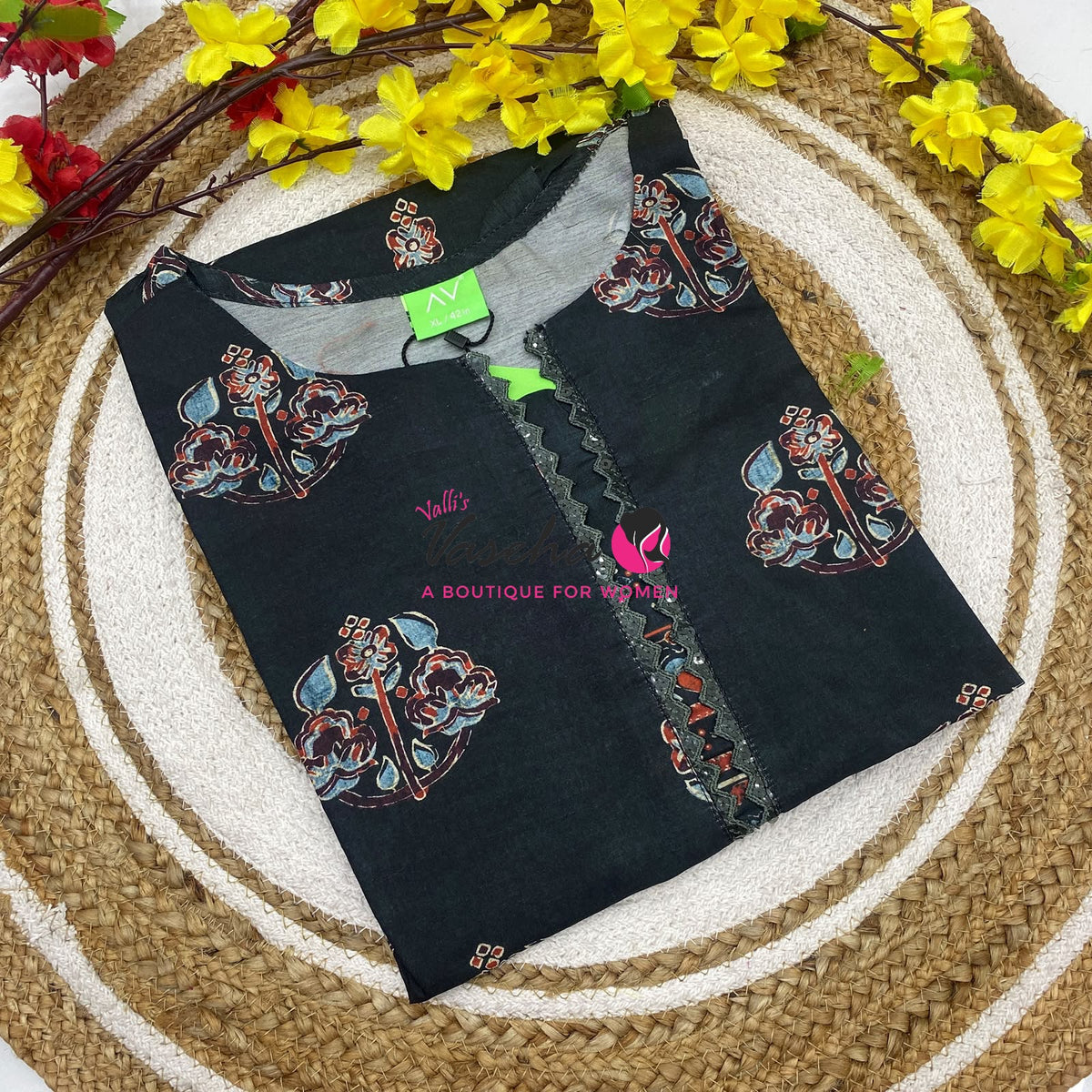 Ready Made - Semi Muslin Silk  - Straight Cut Kurti - VVRK009