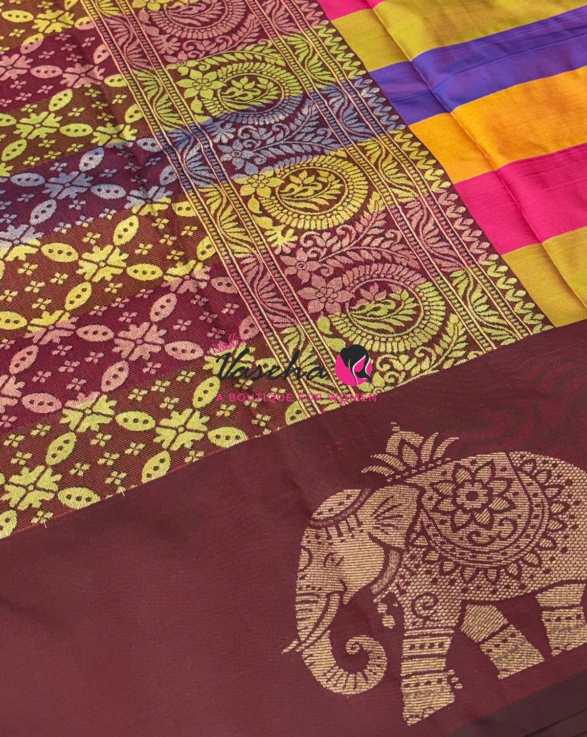 Semi Soft Silk  - Madras Checks Pattern - Maroon Shade  - VVSSS042