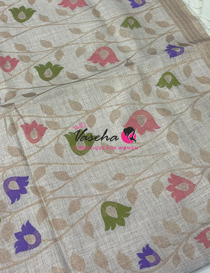 Banarasi - Heritage Meenakari Silk  - White Shade - VVBHS012