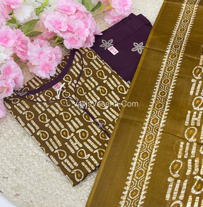 Ready Made - Salwar, Kameez & Duppatta(3pc) - Batik Printed - VVRBS001