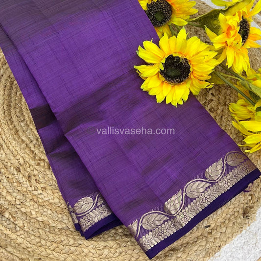 Semi Tussar Silk - Purple Shade With Gold Zari Border - VVSTS003