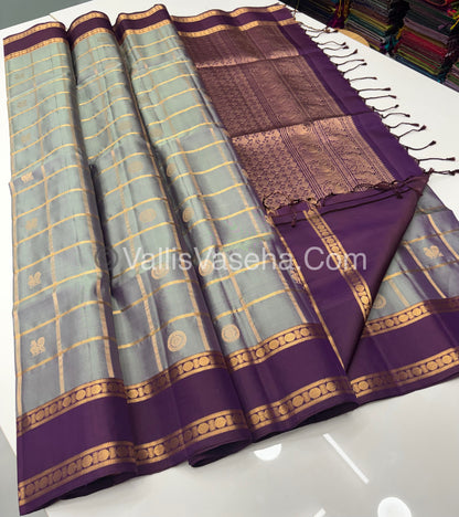 Pure Soft Silk Saree - Retta Petta Border- Mayil & Chakkaram - VVPSS057