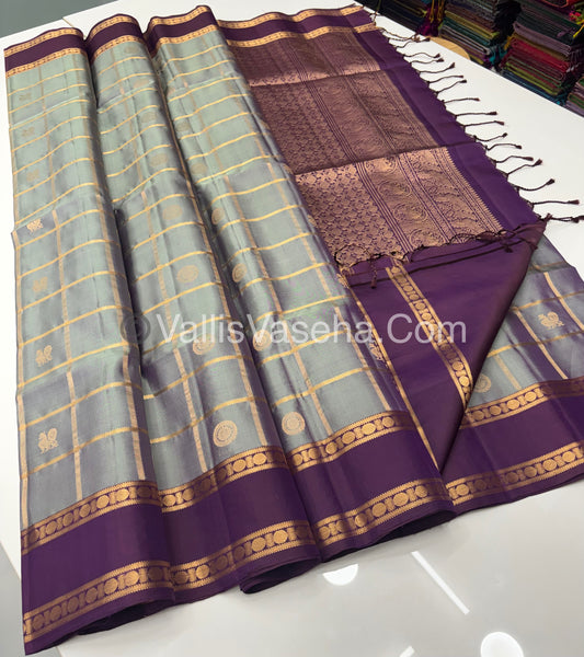 Pure Soft Silk Saree - Retta Petta Border- Mayil & Chakkaram - VVPSS057