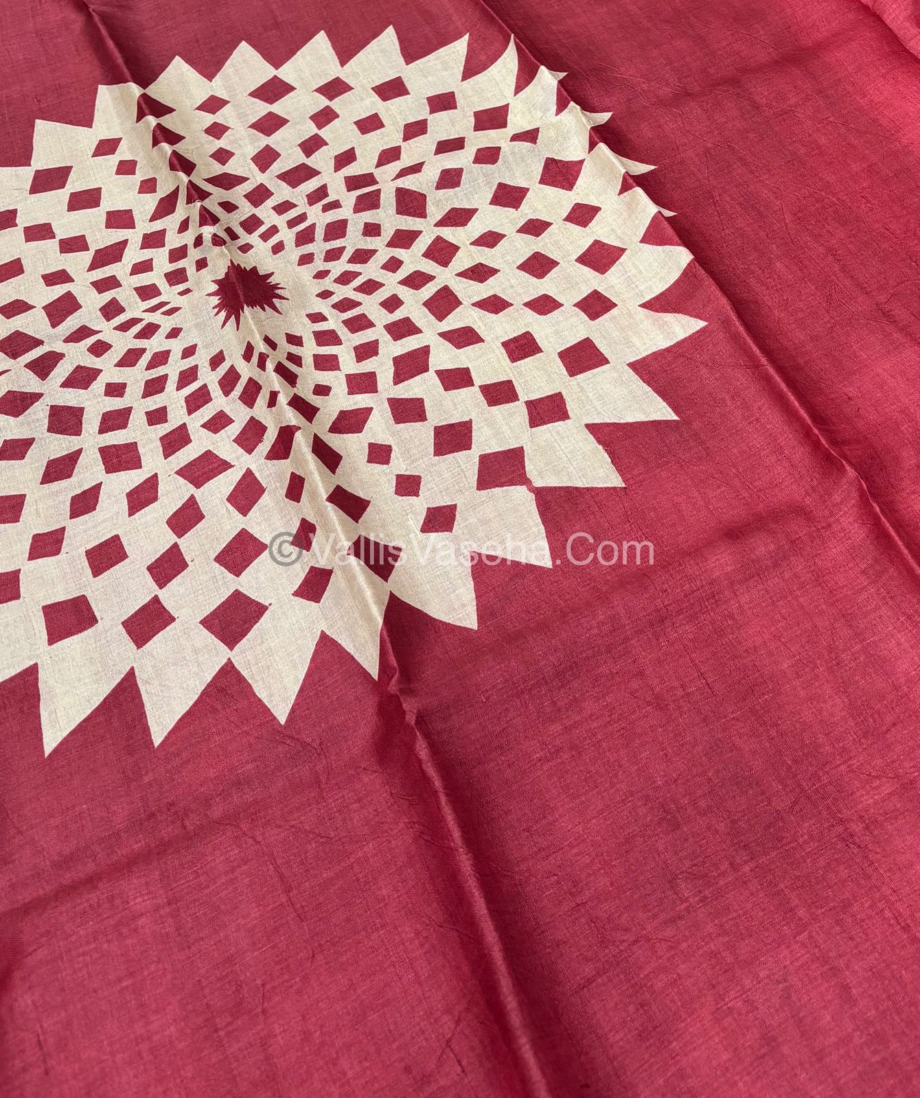 Pure Tussar Silk - Sea Blue With Red Shade - VVPTS001