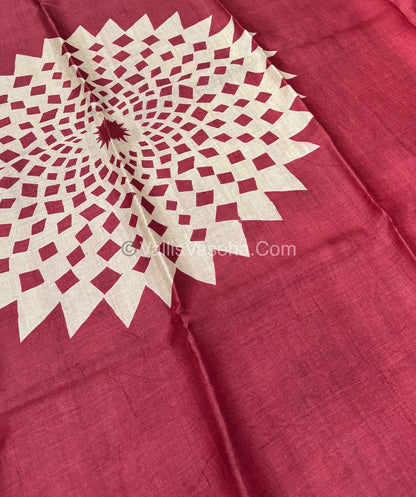 Pure Tussar Silk - Sea Blue With Red Shade - VVPTS001