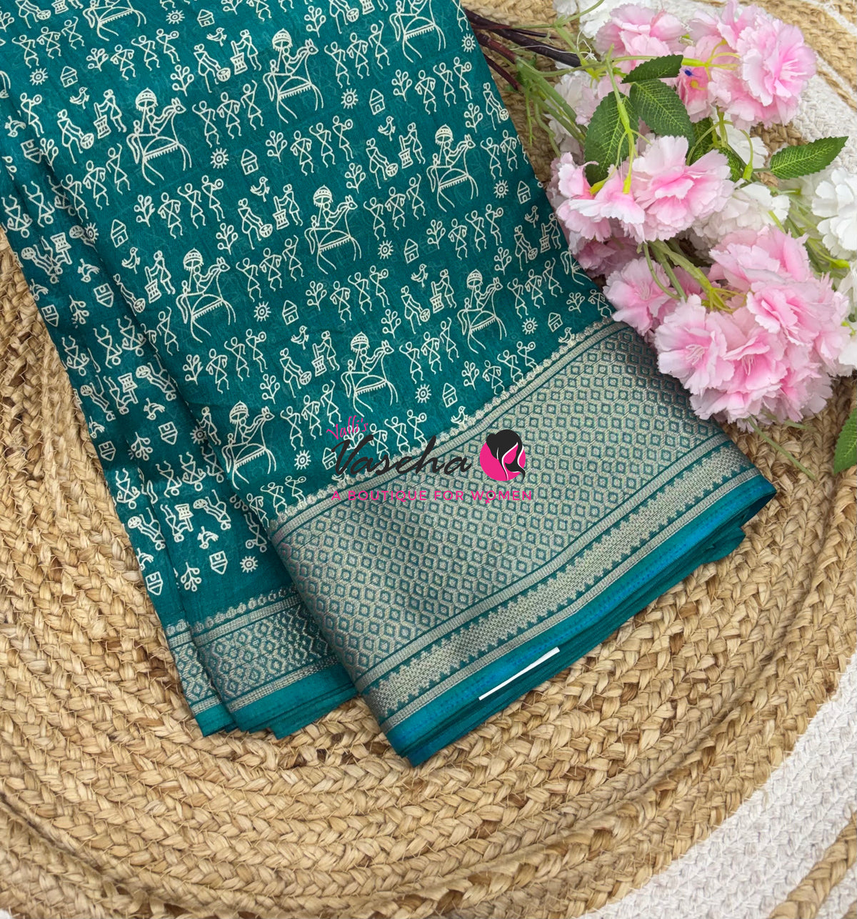 Semi Binny Silk - Varli Design - Blue Shade  - VVSBS010
