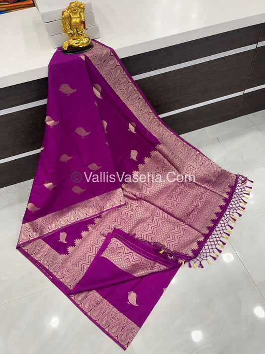 Banarasi - Heritage Silk - Semi Kathan Silk - Purplish Pink Shade - VVBHS005