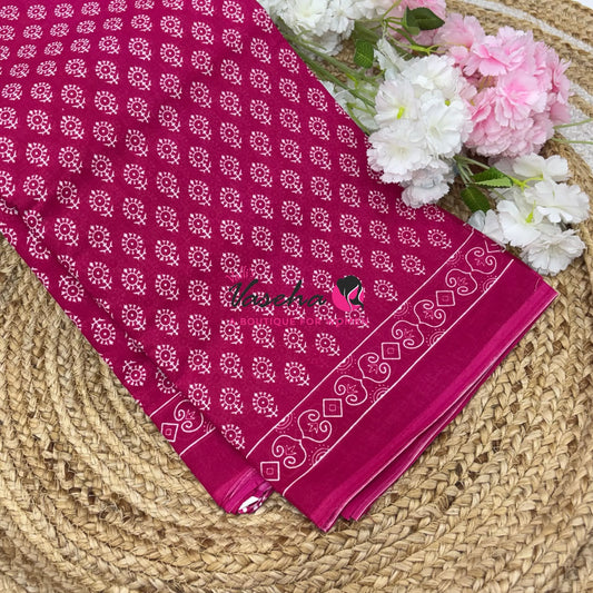 Pure Soft Mul Mul Cotton Sarees - Hand Block Prints - VVMMC011