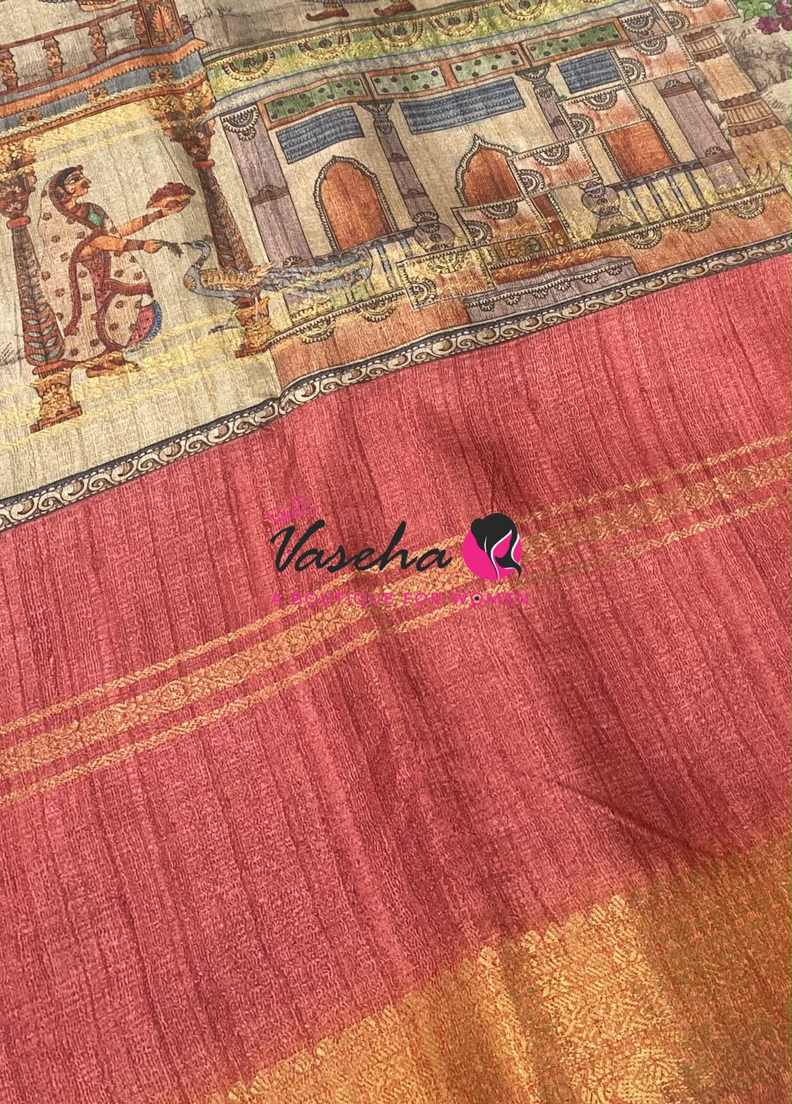 Semi Art Silk Saree - Peach & Rust Orange Shade - VVSAT002