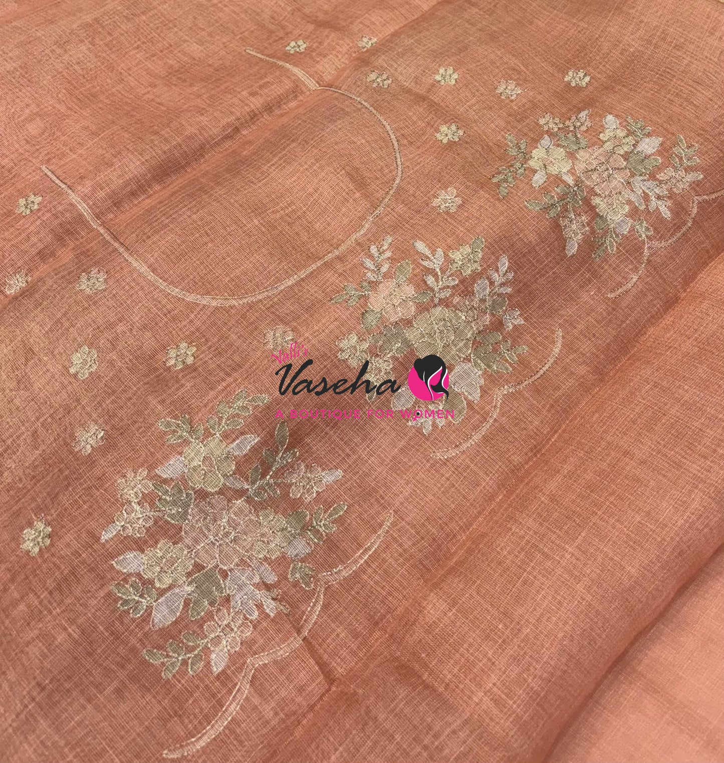 Linen Tissue Saree - Orange Shade - VVLTS004