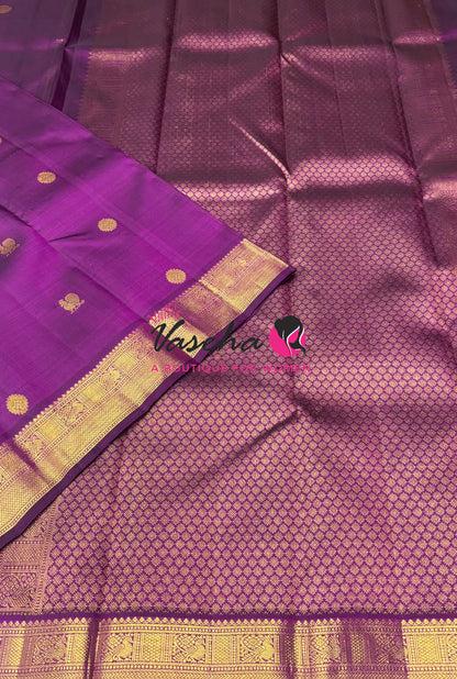 Pure Kanchipuram Silk Saree - Purple Shade - VVPS025