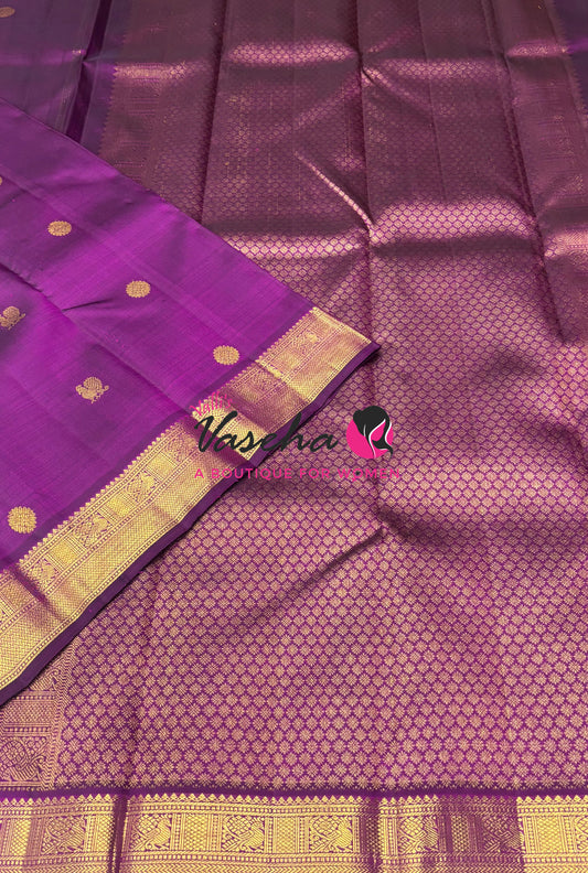 Pure Kanchipuram Silk Saree - Purple Shade - VVPS025