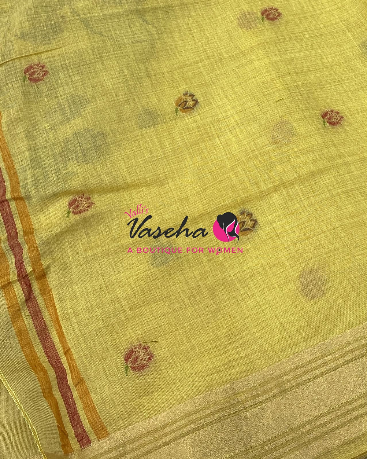 Muga Tissue Linen Saree - Yellow   Shade - VVMLT001