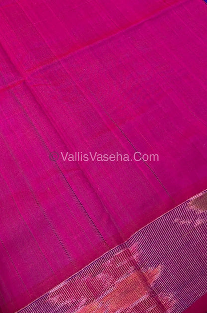 Semi Silk Cotton Saree - Ink Blue & Pink - VVSSC001
