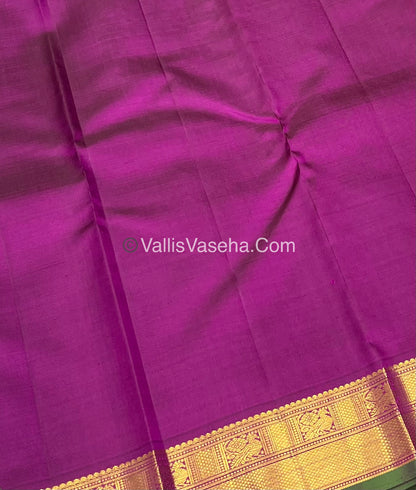 Pure Kanchipuram Silk Saree - Triple Tone Shade(Peachish Gold) & Purplish Pink Combo - VVPS014