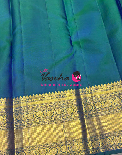 Pure Bridal Kanchipuram Silk Saree - Blue & Peacock Blue Combo - VVPS092