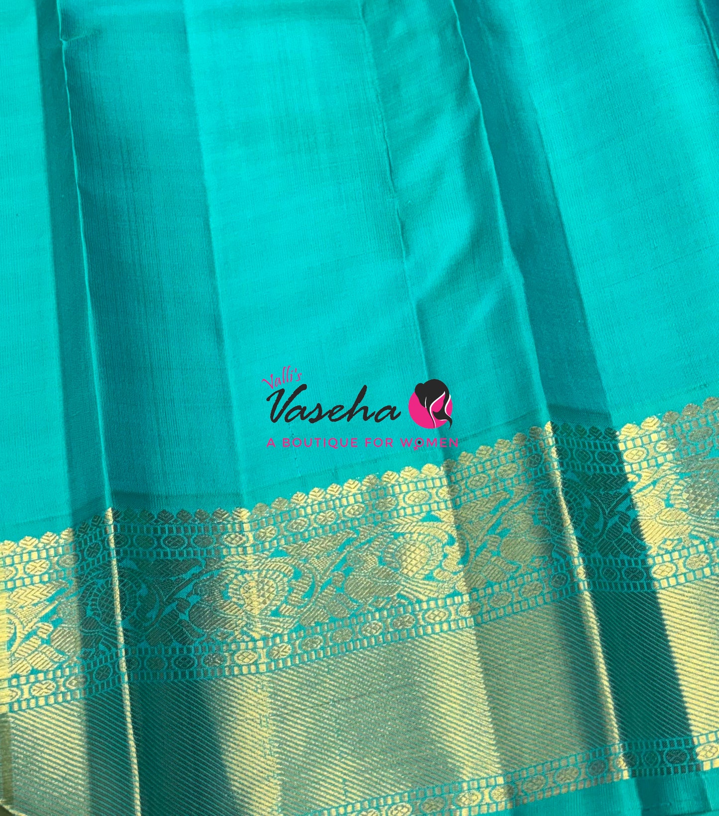 Pure Vintage Korvai Kanchipuram Silk Saree - Blue With Turquoise Blue - VVPS062