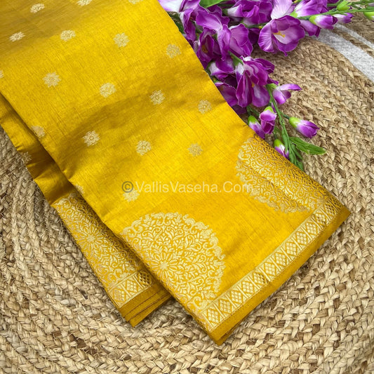 Semi Tussar Silk Saree - Mustard Yellow shade - VVSTS035