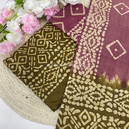 Unstitched Salwar Material- Baswada Batick Printed Silk - VVUSM005