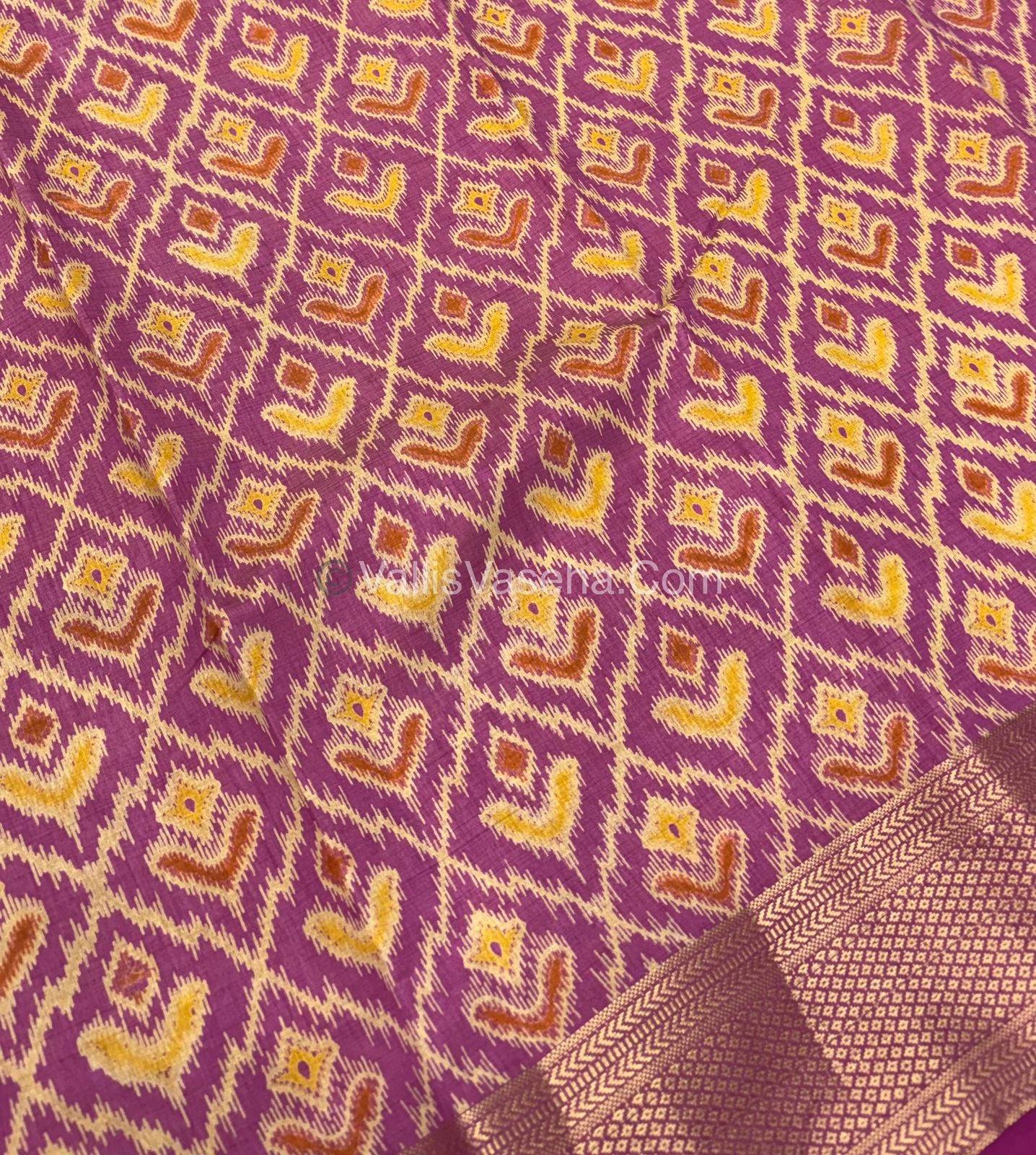 Semi Tussar Silk Saree - Ikkat / Pochampally Design - Onion Pink Shade - VVSTS033