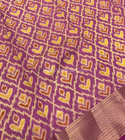 Semi Tussar Silk Saree - Ikkat / Pochampally Design - Onion Pink Shade - VVSTS033