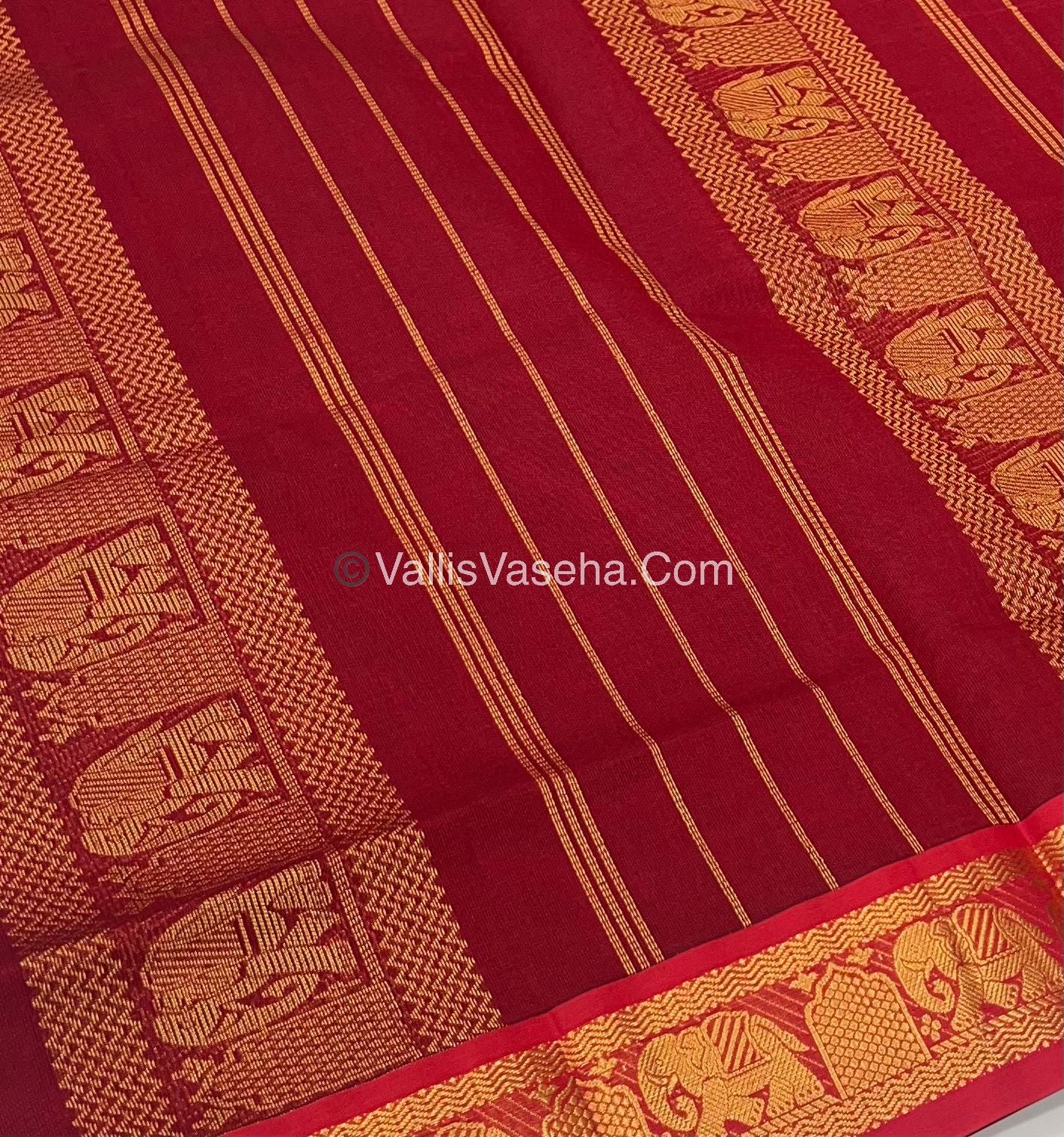 Semi Silk Cotton Saree - Ramar Blue With Reddish Maroon Shade - VVSSC007