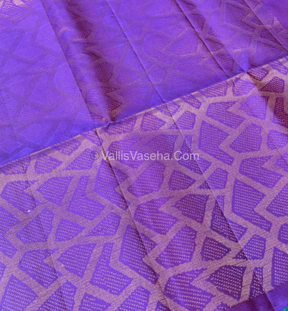 Pure Soft Silk Saree - Light Weight - Borderless - White & Purple - VVPSS027