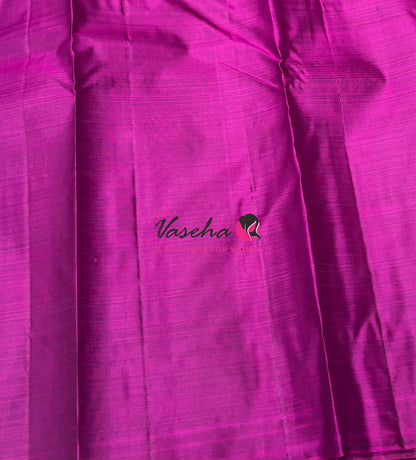 Pure Kanchipuram Silk Saree - Half & Half - Green with Purplish Pink Shade - VVPS064