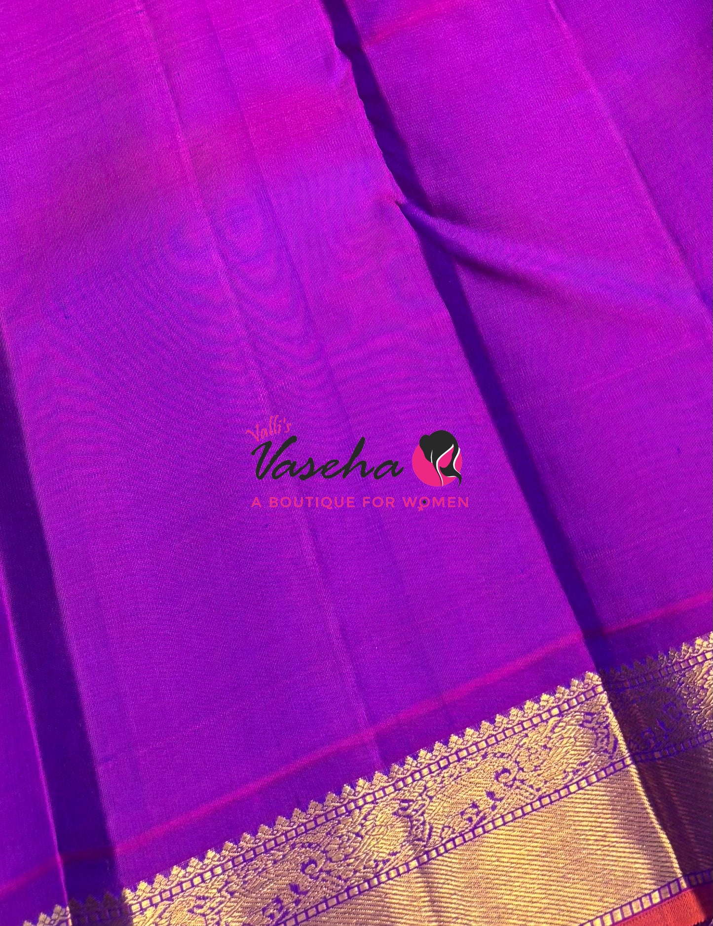 Pure Kanchipuram Silk Saree - Peacock Blue & Purple  Combo - VVPS025