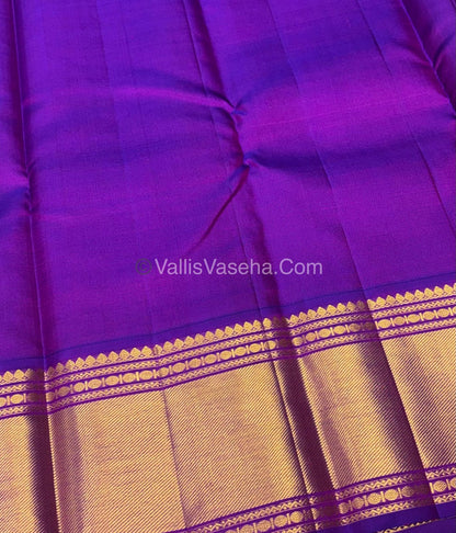 Pure Vintage Korvai Kanchipuram Silk Saree - Green & Purple Combo - VVPS032