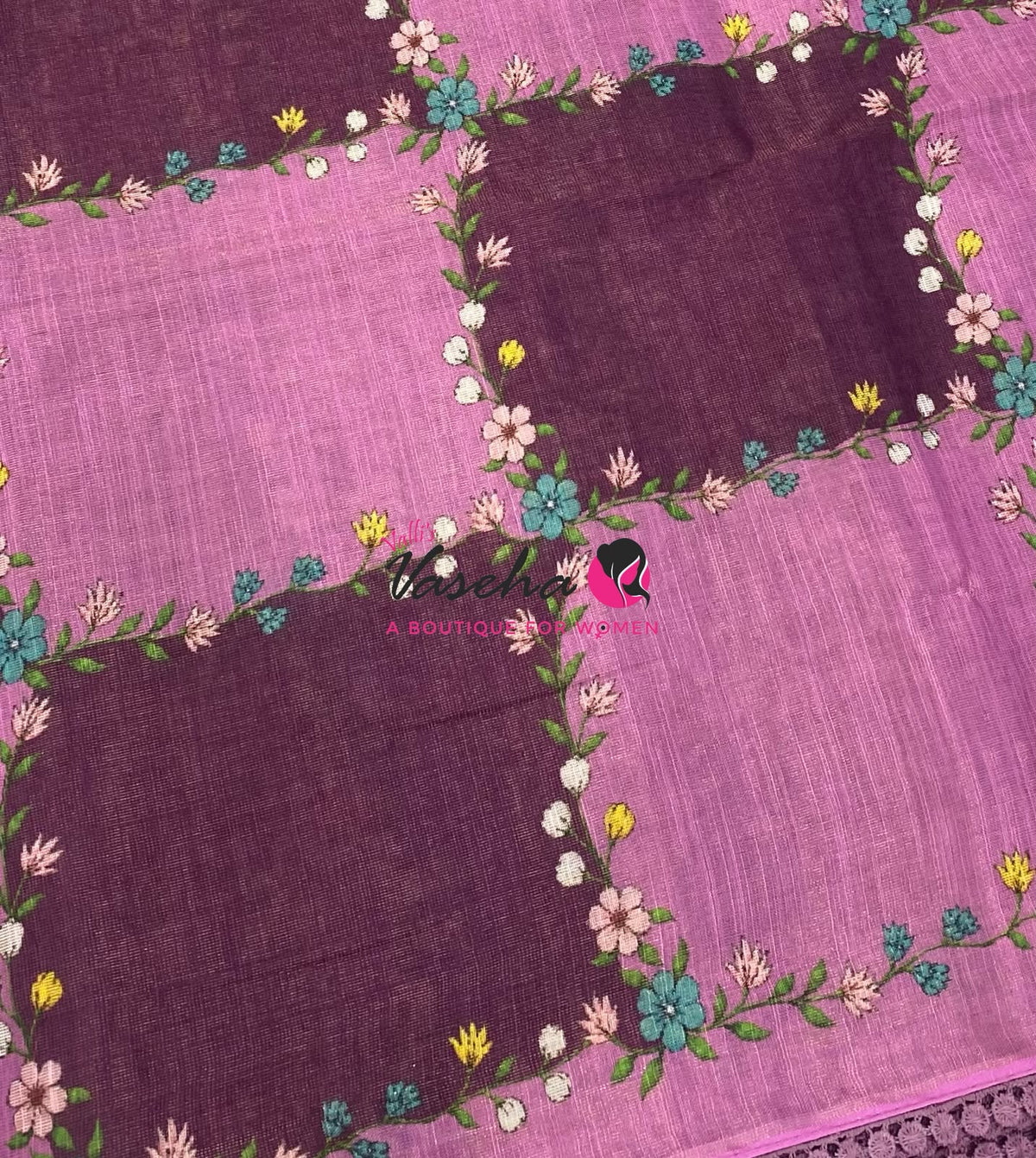 Linen Tissue Saree -  Light & Dark Combo - Wine Shade - VVLTS007
