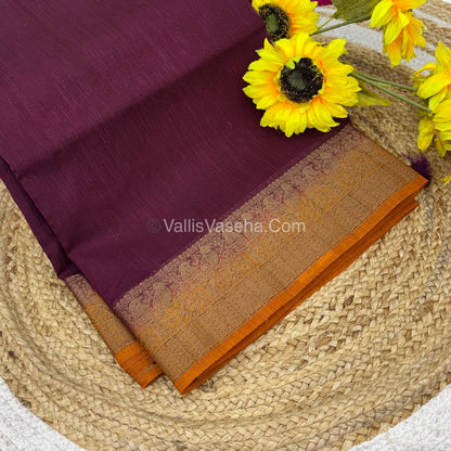 Bamboo Silk Saree - Maroon With Yellow Shade - VVBSS005