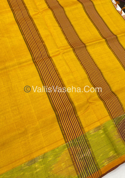 Semi Silk Cotton Saree - Purple &  Yellow - VVSSC001