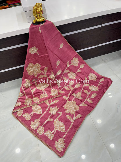 Semi Raw Silk with embroidery work - VVSRS001