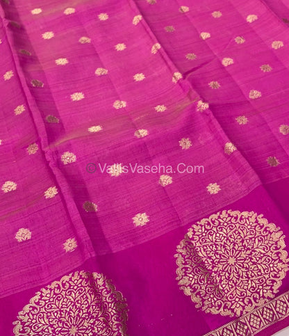 Semi Tussar Silk Saree - Pink shade - VVSTS035
