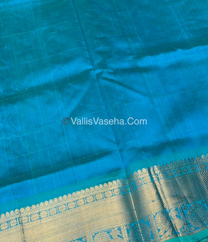 Pure Silk Cotton Saree - Mayil & Chakkaram Design - Blue with Blue - VVMC001