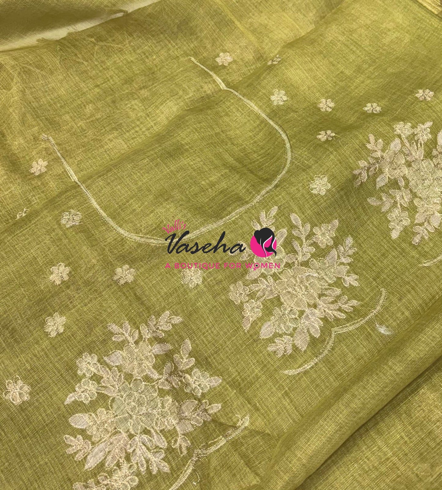 Linen Tissue Saree - Green Shade - VVLTS004