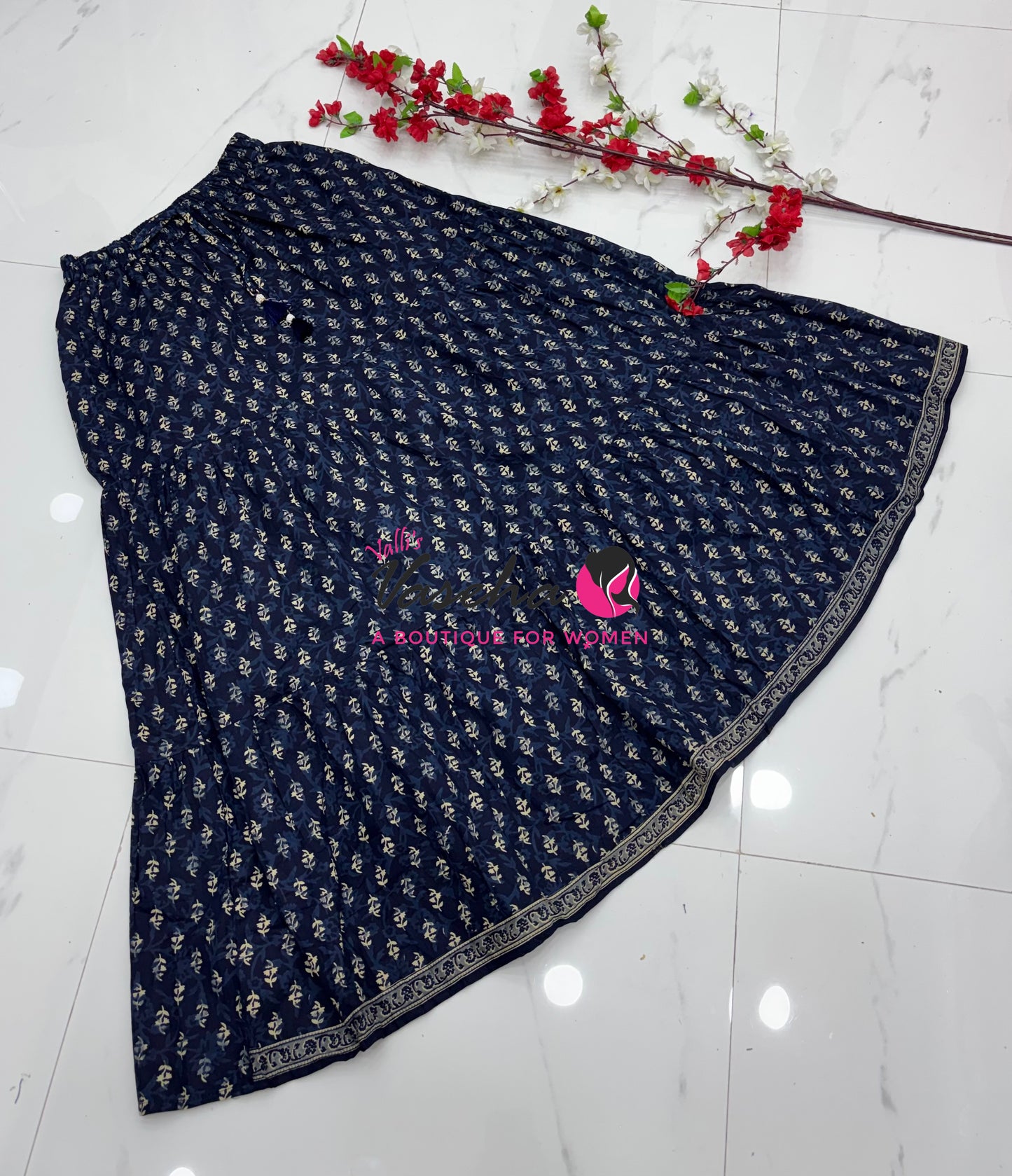 Skirts - Indigo Blue shade - Free Size ( Fit Upto XL Size) - VVPS001
