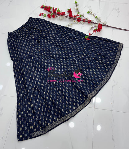 Skirts - Indigo Blue shade - Free Size ( Fit Upto XL Size) - VVPS001