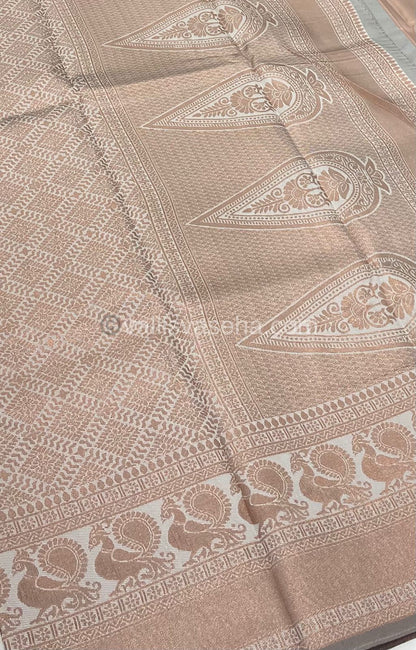 Semi Silk Saree - Kanchi Semi Silk Style - Peacock Border - VVSSS006