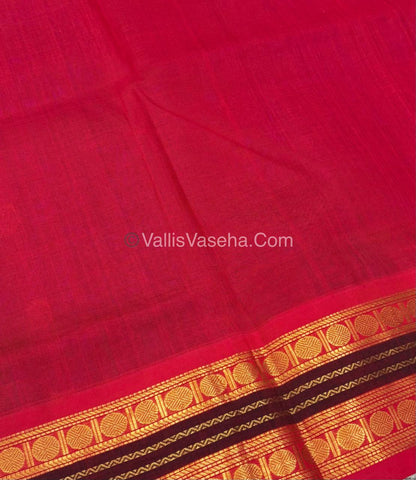 Pure Korvai Silk Cotton Saree - Blue with Red - VVKSC004