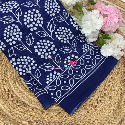 Pure Soft Mul Mul Cotton Sarees - Hand Block Prints - VVMMC011